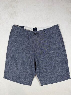 NWT J. Crew 32W Gramercy Men's Blue Chambray Flat-Front Shorts